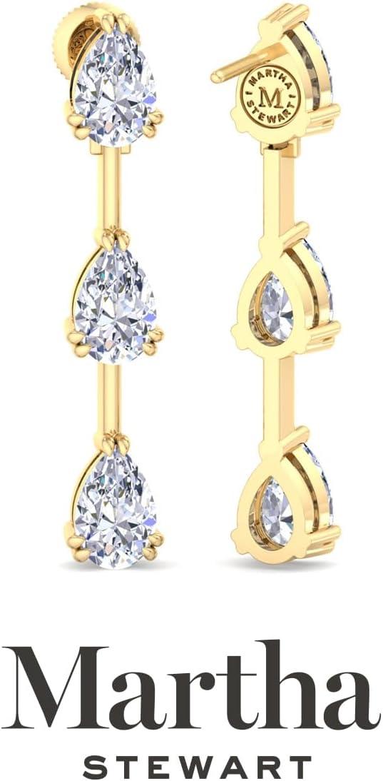 imageMartha Stewart Lab Grown Diamond Earrings Pear Shape Drop Style 14K Gold Fine Jewelry for Womenyellowgold