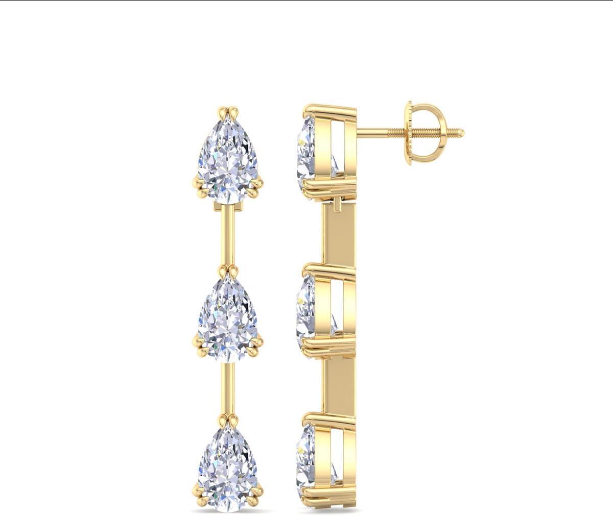 imageMartha Stewart Lab Grown Diamond Earrings Pear Shape Drop Style 14K Gold Fine Jewelry for Womenyellowgold