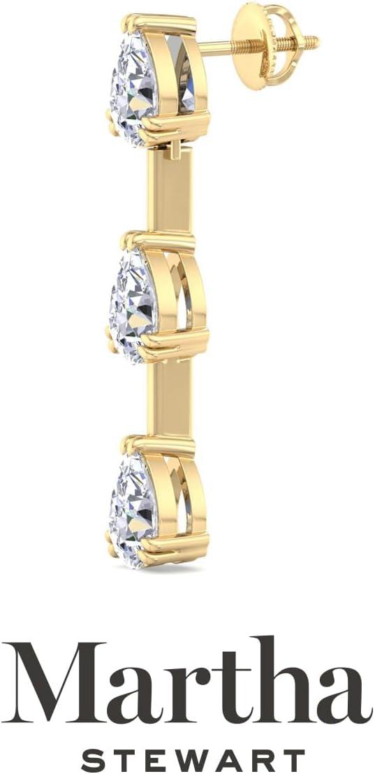 imageMartha Stewart Lab Grown Diamond Earrings Pear Shape Drop Style 14K Gold Fine Jewelry for Womenyellowgold