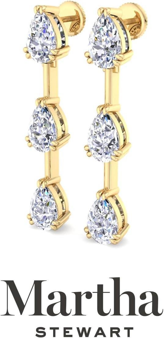 imageMartha Stewart Lab Grown Diamond Earrings Pear Shape Drop Style 14K Gold Fine Jewelry for Womenyellowgold