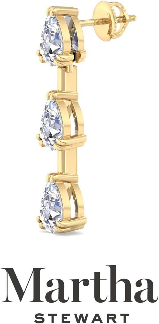 imageMartha Stewart Lab Grown Diamond Earrings Pear Shape Drop Style 14K Gold Fine Jewelry for Womenyellowgold
