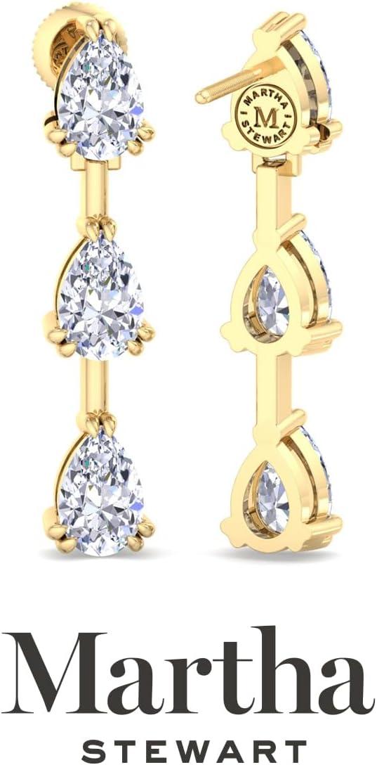imageMartha Stewart Lab Grown Diamond Earrings Pear Shape Drop Style 14K Gold Fine Jewelry for Womenyellowgold