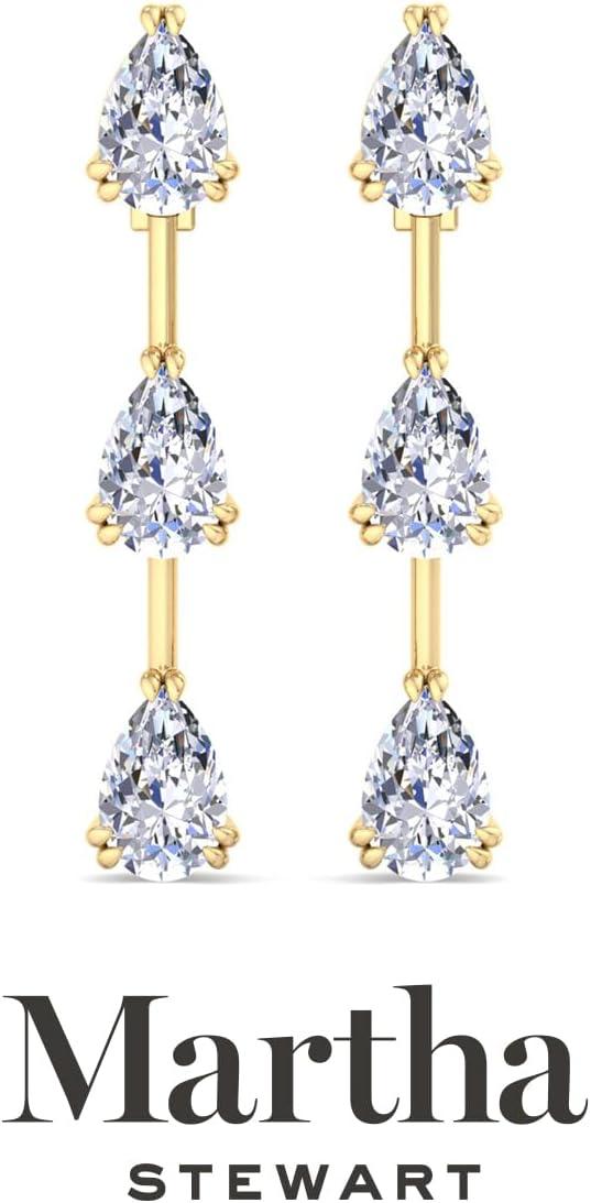 imageMartha Stewart Lab Grown Diamond Earrings Pear Shape Drop Style 14K Gold Fine Jewelry for Womenyellowgold
