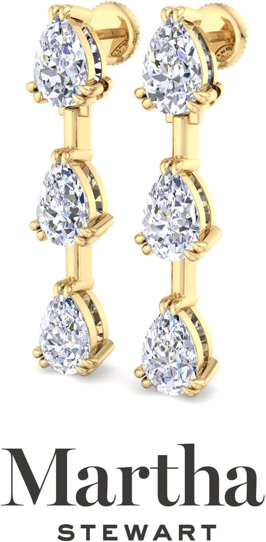 imageMartha Stewart Lab Grown Diamond Earrings Pear Shape Drop Style 14K Gold Fine Jewelry for Womenyellowgold