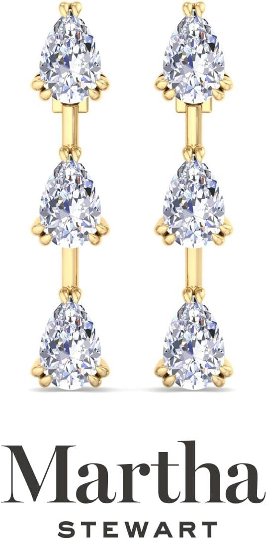 imageMartha Stewart Lab Grown Diamond Earrings Pear Shape Drop Style 14K Gold Fine Jewelry for Womenyellowgold