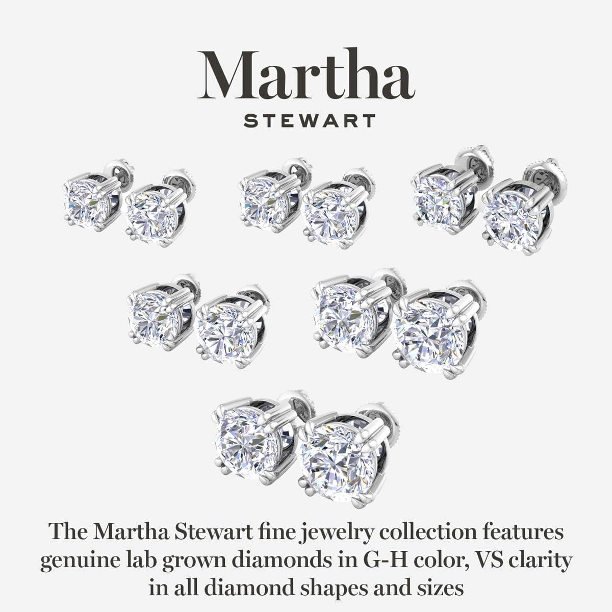 imageMartha Stewart Lab Grown Diamond Stud Earrings in Sterling Silver Lab Grown Diamond Earrings for Women100 Carats