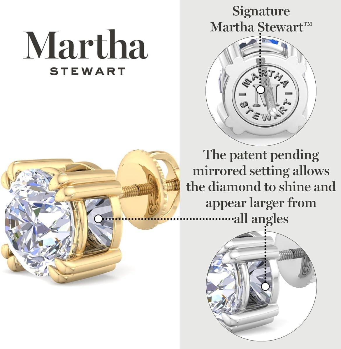 imageMartha Stewart Lab Grown Diamond Stud Earrings in Sterling Silver Lab Grown Diamond Earrings for Women40 Carats