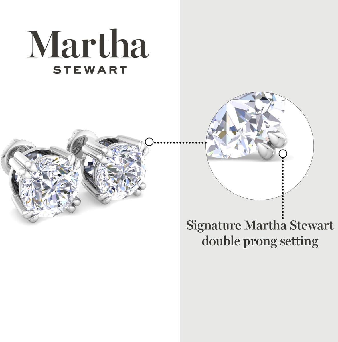 imageMartha Stewart Lab Grown Diamond Stud Earrings in Sterling Silver Lab Grown Diamond Earrings for Women80 Carats