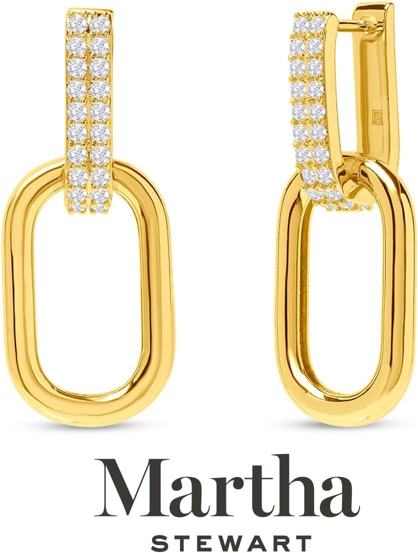imageMartha Stewart Luna Gold Drop Earrings With Crystals