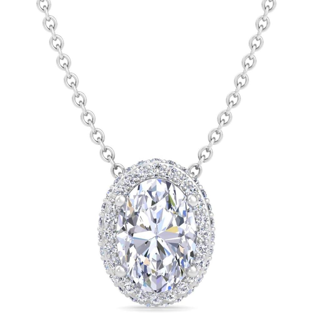 imageMartha Stewart 2 14 Carat Lab Grown Diamond Halo Necklace In Sterling Silver Lab Grown Diamond Necklace For WomenOval Shape