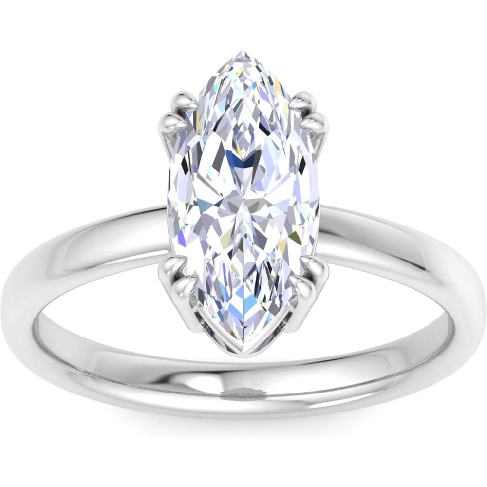 imageMartha Stewart 2 Carat Marquise Shape Lab Grown Diamond Solitaire Engagement Ring In Sterling Silver