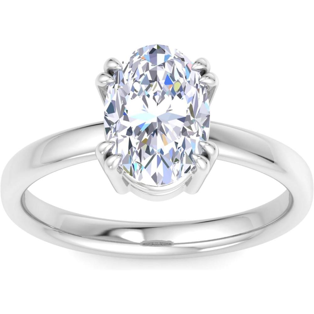 imageMartha Stewart 2 Carat Oval Shape Lab Grown Diamond Solitaire Engagement Ring In Sterling Silver