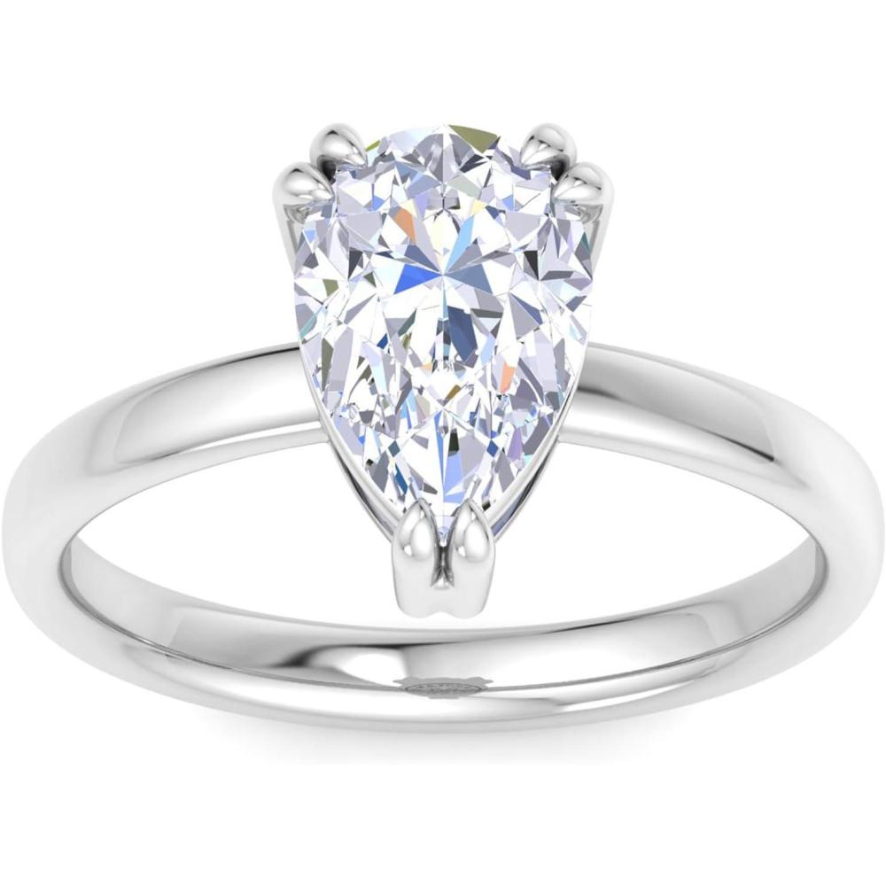 imageMartha Stewart 2 Carat Pear Shape Lab Grown Diamond Solitaire Engagement Ring In Sterling Silver