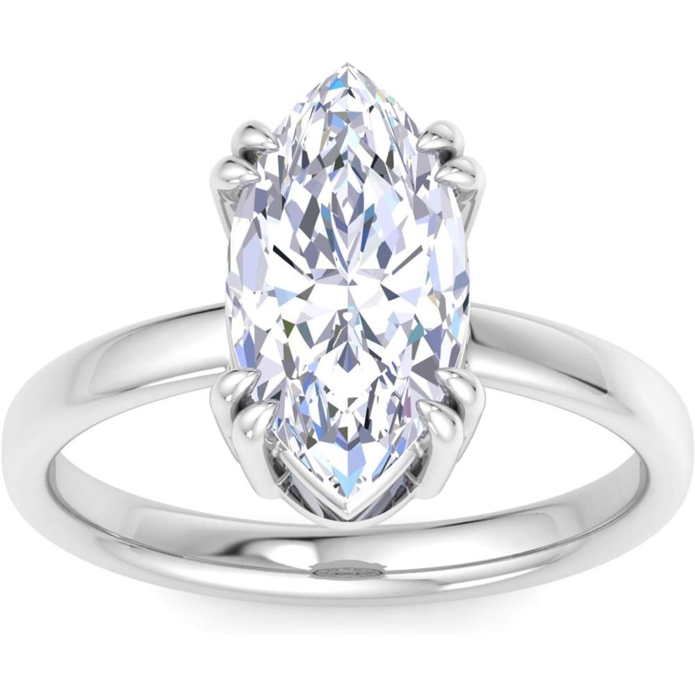 imageMartha Stewart 3 Carat Marquise Shape Lab Grown Diamond Solitaire Engagement Ring In Sterling Silver