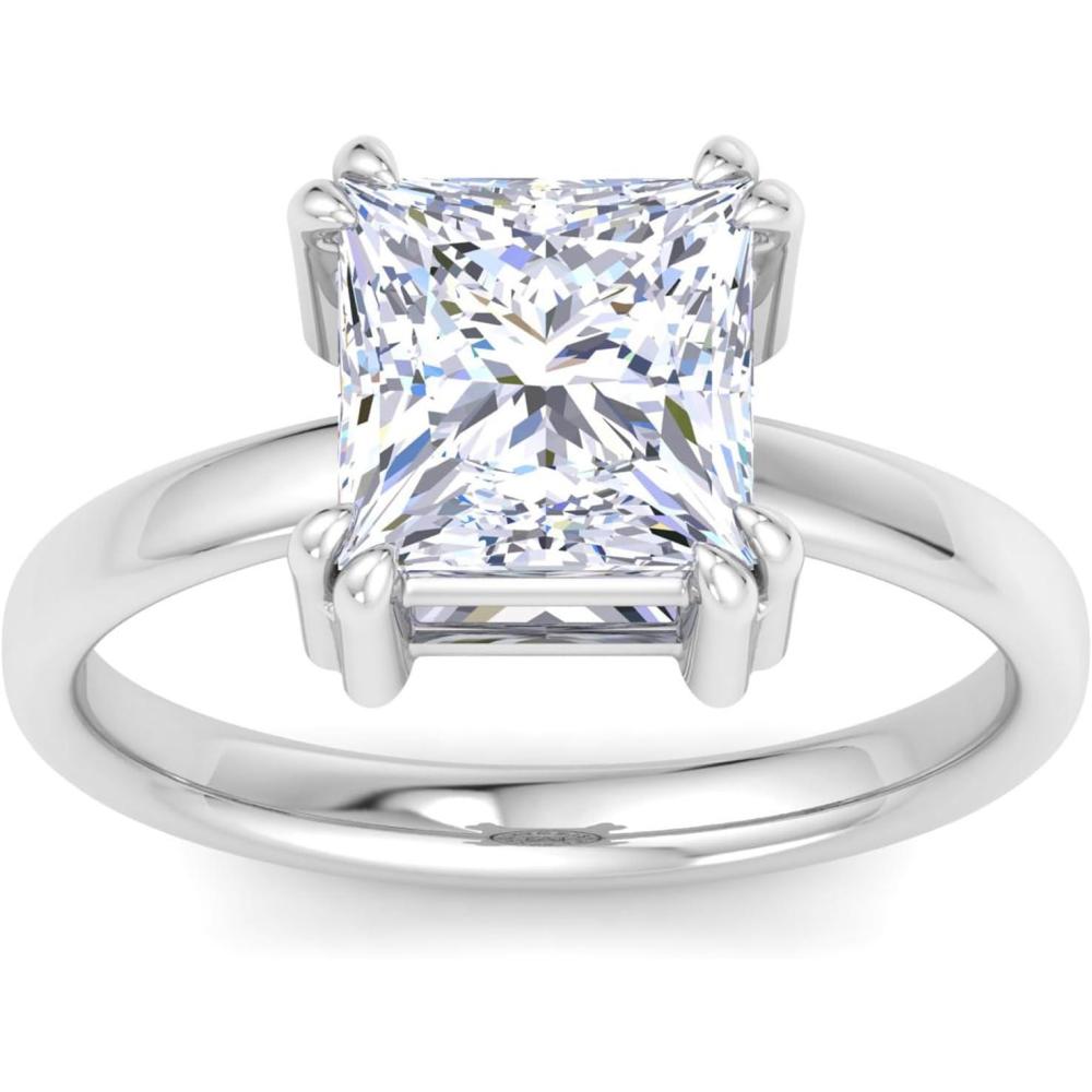 imageMartha Stewart 3 Carat Princess Cut Lab Grown Diamond Solitaire Engagement Ring In Sterling Silver