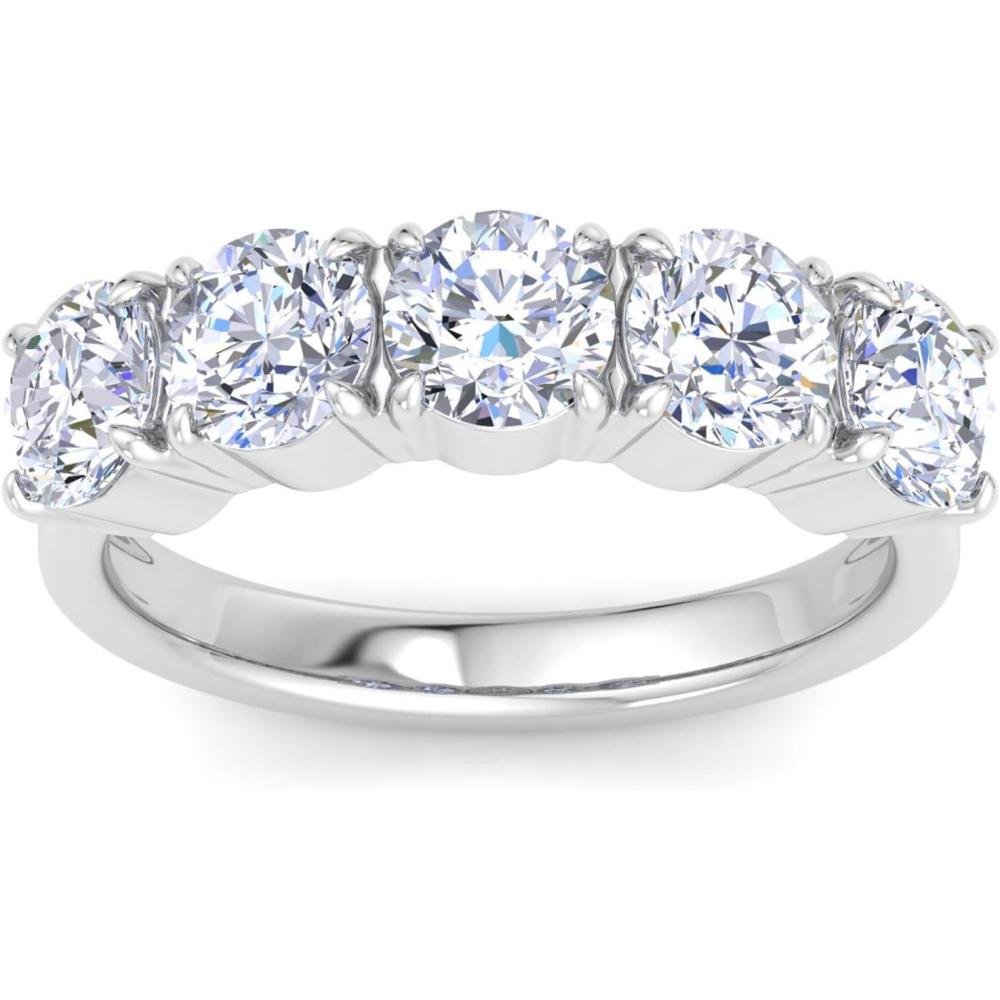 imageMartha Stewart 3 Carat Round Lab Grown Diamond Five Stone Engagement Ring In Sterling Silver