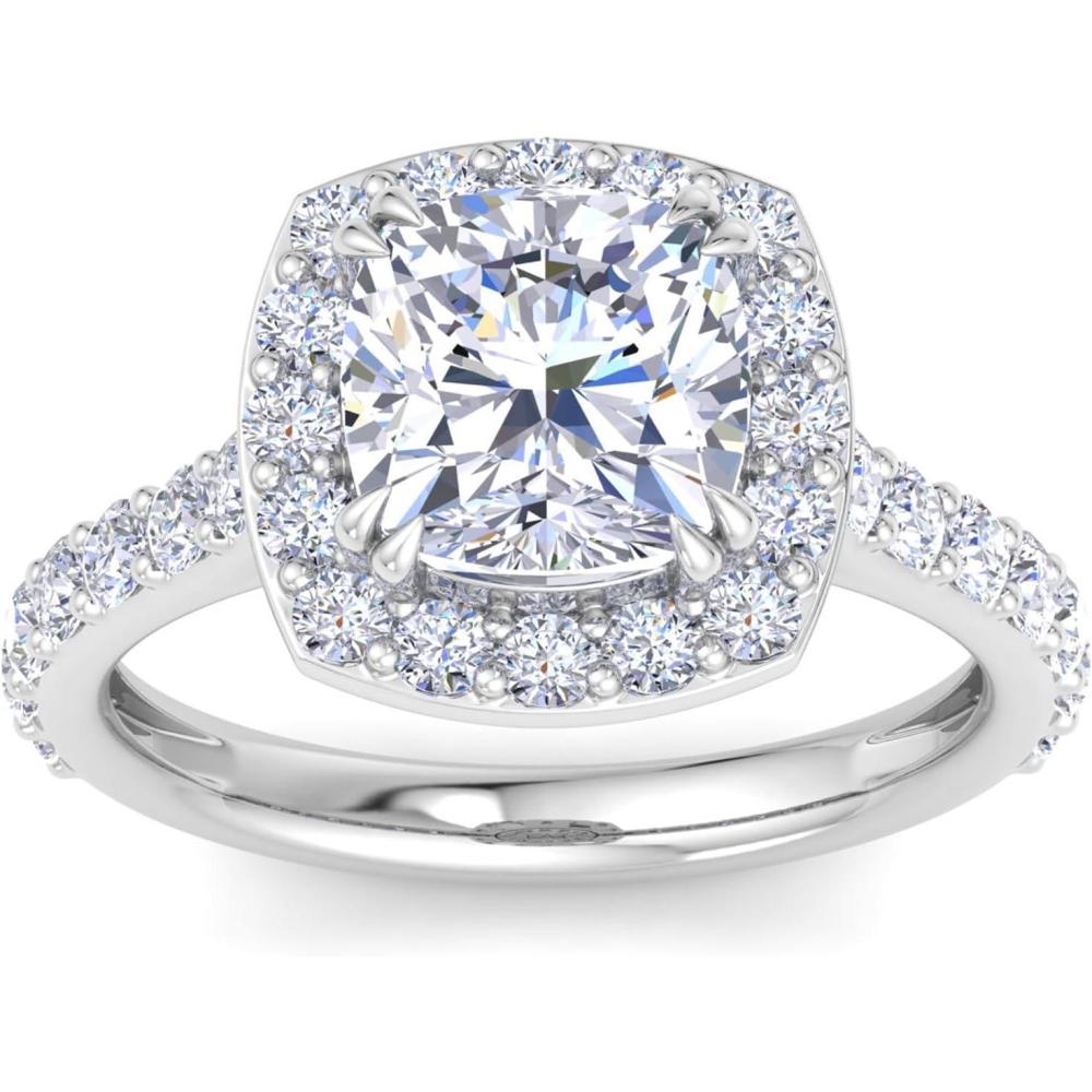 imageMartha Stewart 4 Carat Cushion Cut Lab Grown Diamond Halo Engagement Ring In Sterling Silver