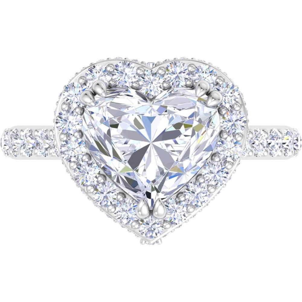 imageMartha Stewart 4 Carat Heart Shape Lab Grown Diamond Hidden Halo Engagement Ring In Sterling Silver