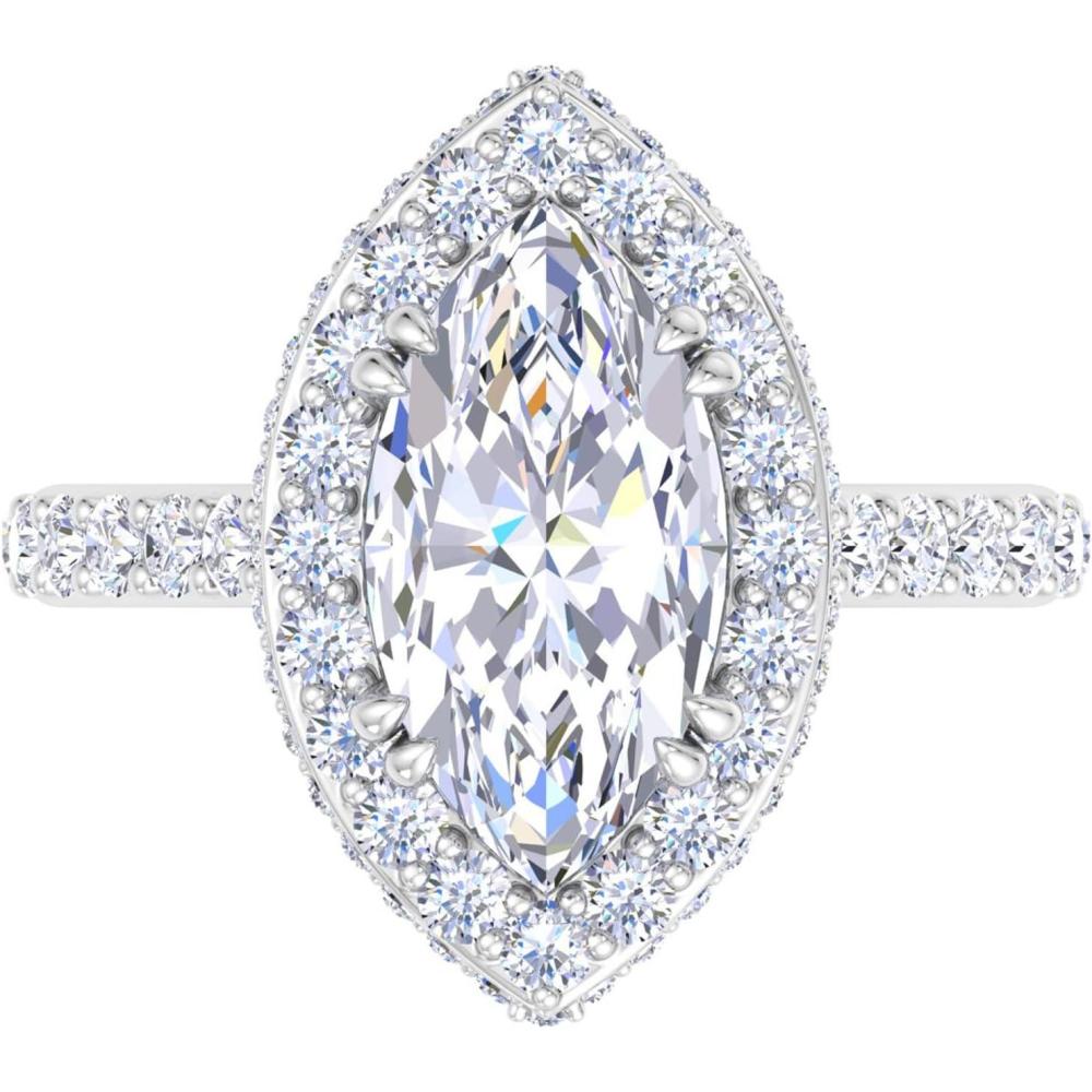 imageMartha Stewart 4 Carat Marquise Shape Lab Grown Diamond Hidden Halo Engagement Ring In Sterling Silver