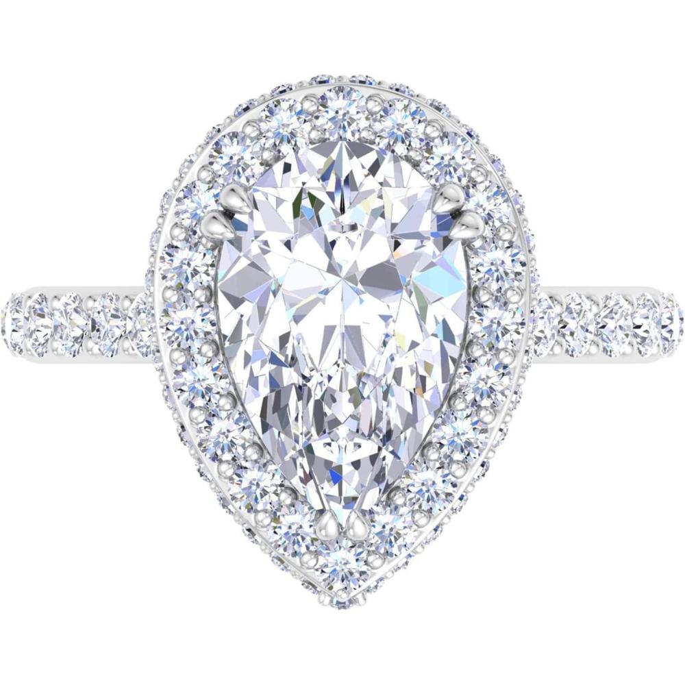 imageMartha Stewart 4 Carat Pear Shape Lab Grown Diamond Hidden Halo Engagement Ring In Sterling Silver