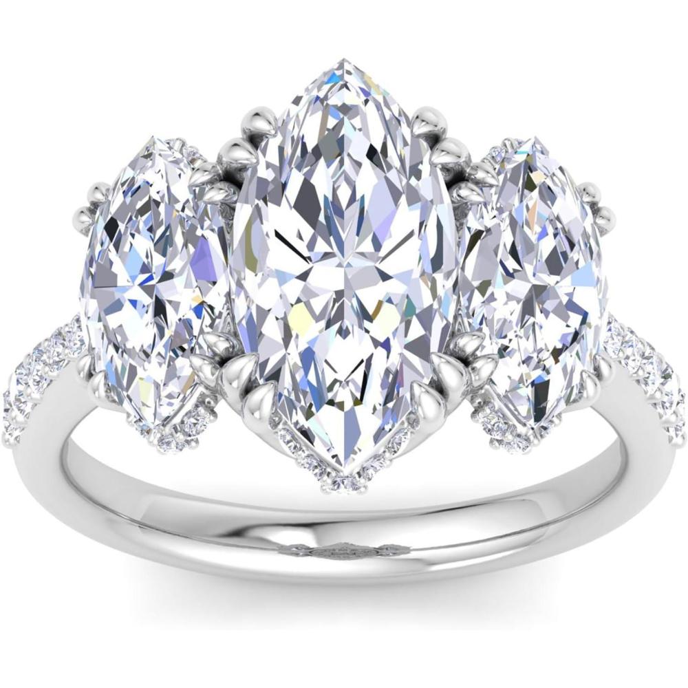 imageMartha Stewart 5 12 Carat Marquise Shape Lab Grown Diamond Three Stone Plus Engagement Ring In Sterling Silver