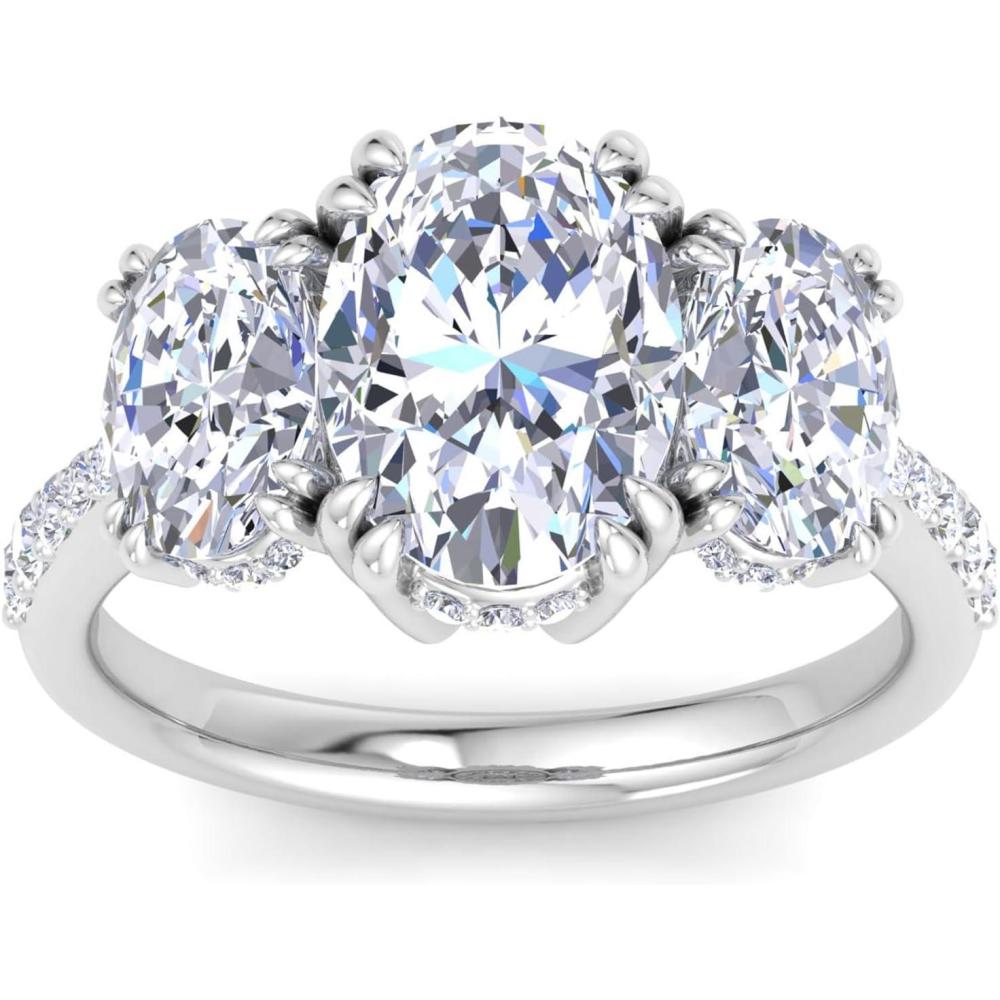 imageMartha Stewart 5 12 Carat Oval Shape Lab Grown Diamond Three Stone Plus Engagement Ring In Sterling Silver