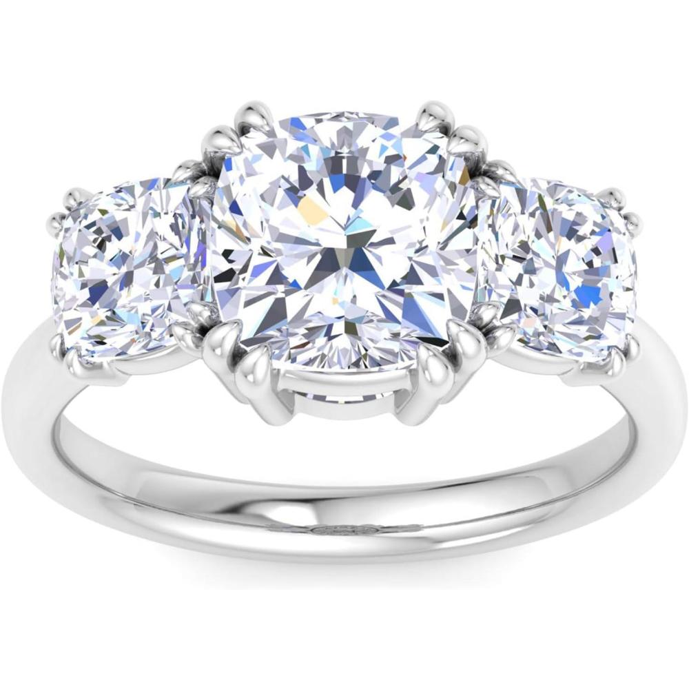 imageMartha Stewart 5 Carat Cushion Cut Lab Grown Diamond Three Stone Engagement Ring In Sterling Silver