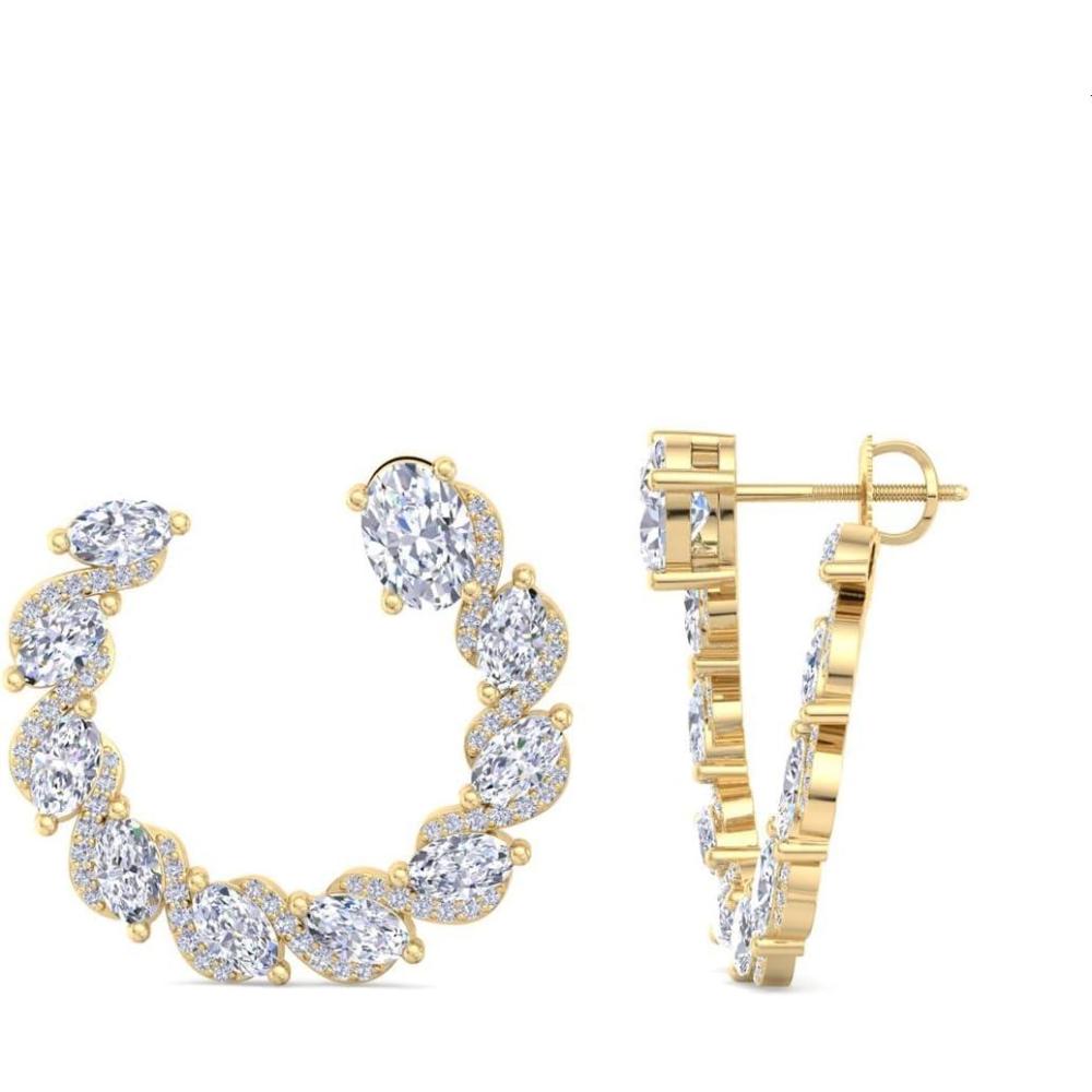 imageMartha Stewart 5 Carat Lab Grown Diamond Hoop Earrings Oval Shape 14K Gold Diamond Hoop Earrings for Womenyellowgold