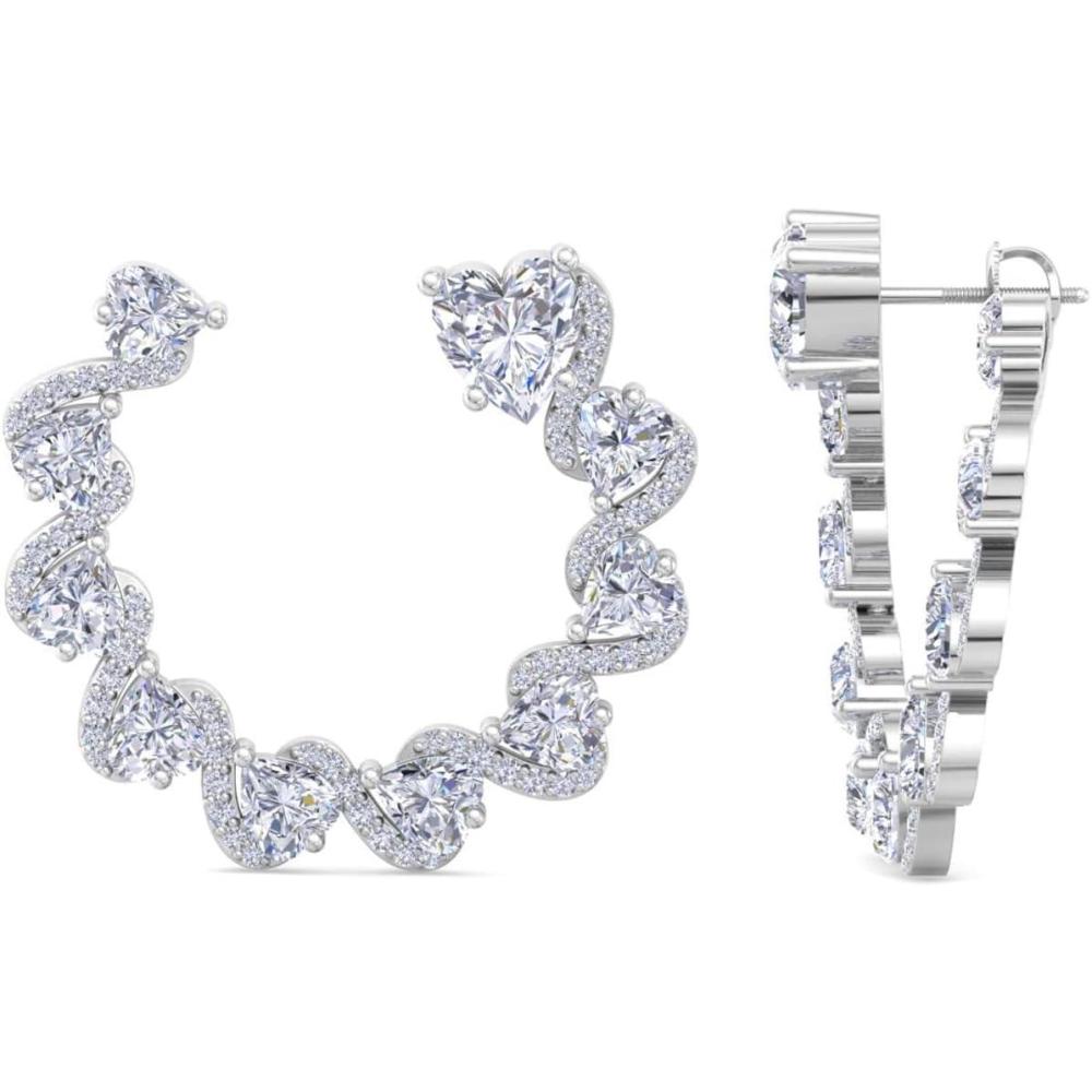 imageMartha Stewart 5 Carat Lab Grown Diamond Hoop Earrings Sterling Silver Hoop Earrings for WomenHeart