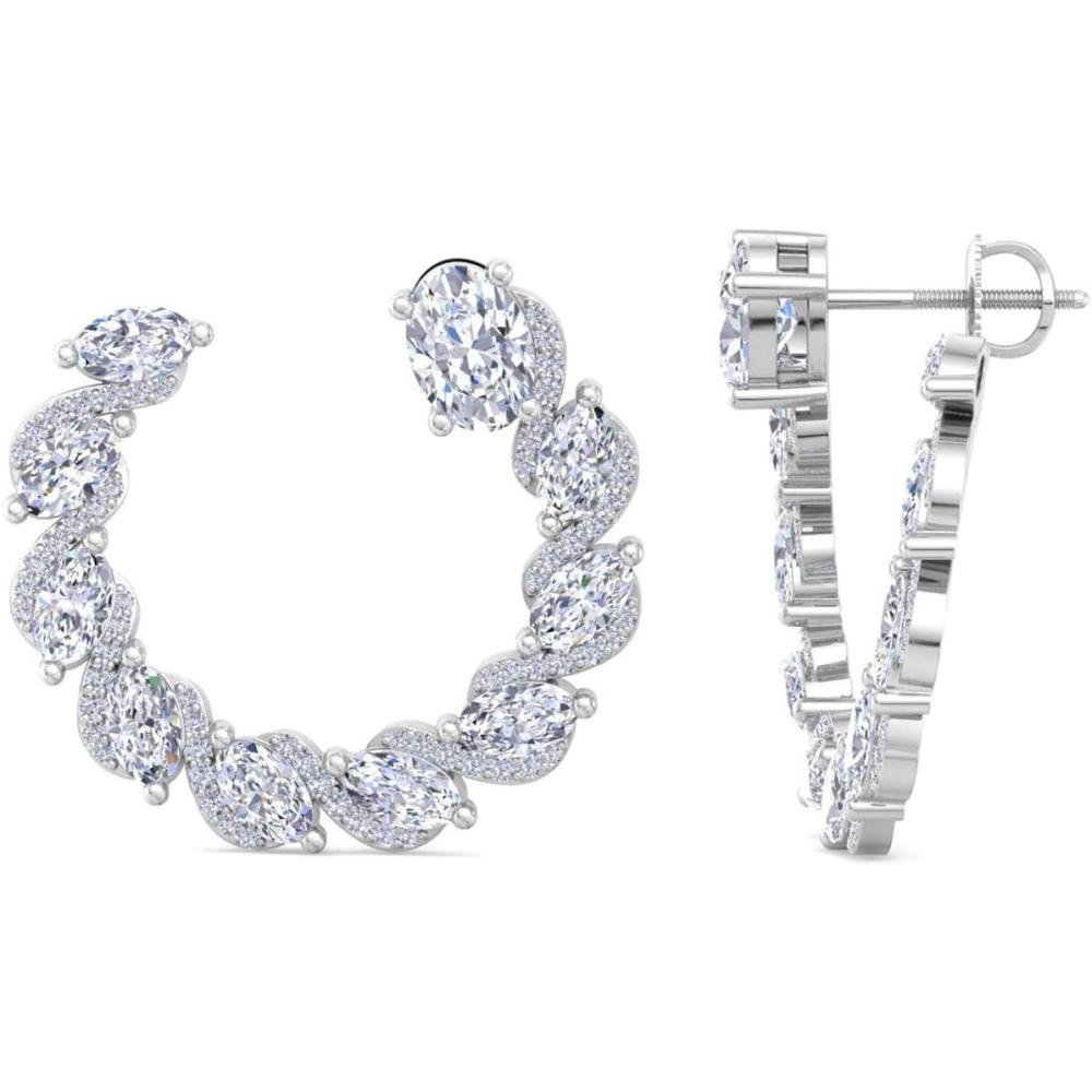 imageMartha Stewart 5 Carat Lab Grown Diamond Hoop Earrings Sterling Silver Hoop Earrings for WomenOval