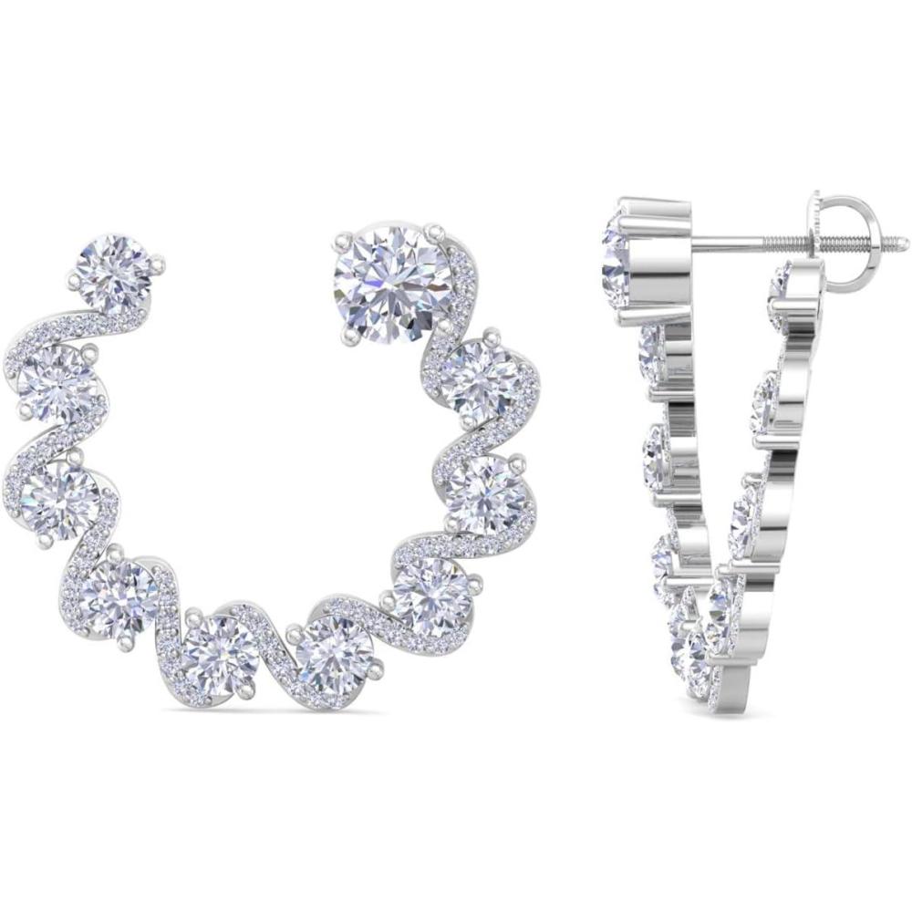 imageMartha Stewart 5 Carat Lab Grown Diamond Hoop Earrings Sterling Silver Hoop Earrings for WomenRoundBrilliant