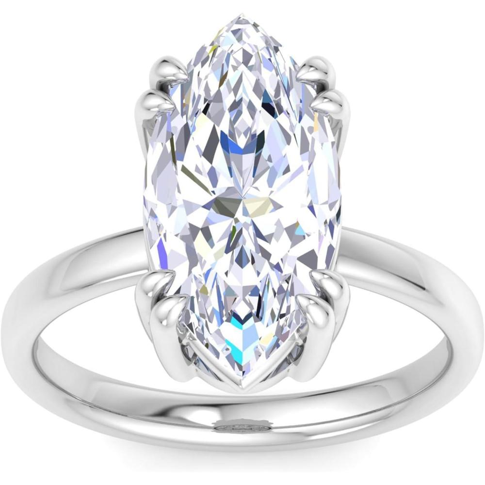 imageMartha Stewart 5 Carat Marquise Shape Lab Grown Diamond Solitaire Engagement Ring In Sterling Silver