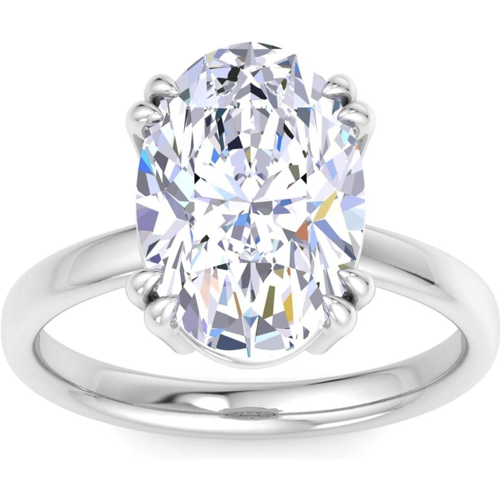 imageMartha Stewart 5 Carat Oval Shape Lab Grown Diamond Solitaire Engagement Ring In Sterling Silver