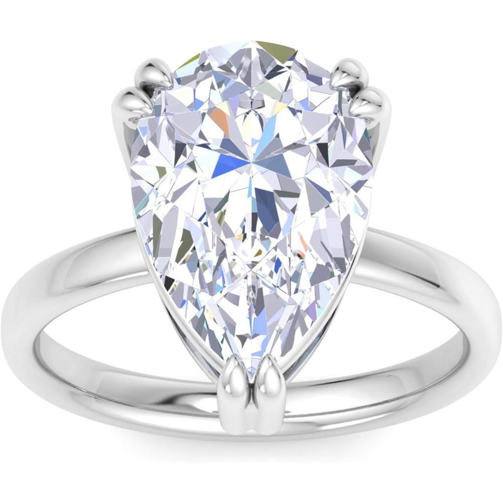 imageMartha Stewart 5 Carat Pear Shape Lab Grown Diamond Solitaire Engagement Ring In Sterling Silver