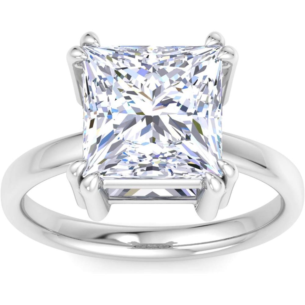 imageMartha Stewart 5 Carat Princess Cut Lab Grown Diamond Solitaire Engagement Ring In Sterling Silver