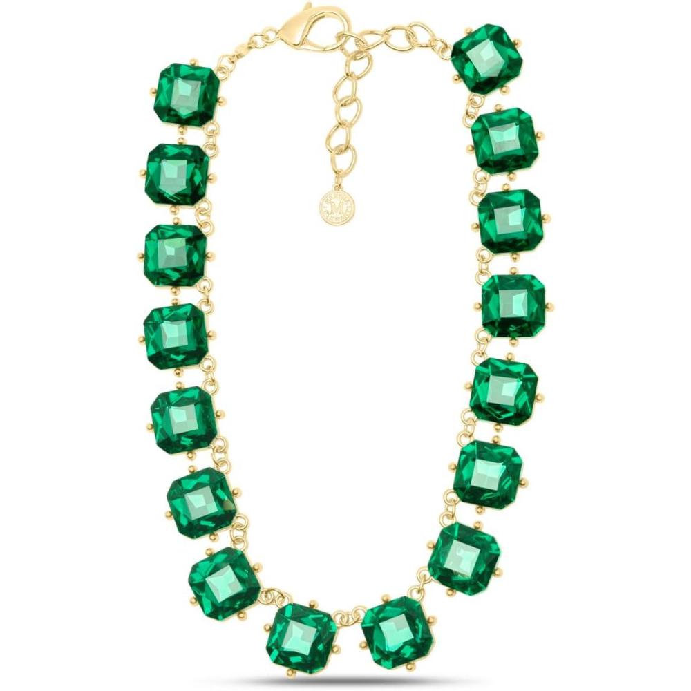 imageMartha Stewart Cushion Crystal Statement NecklaceGreen