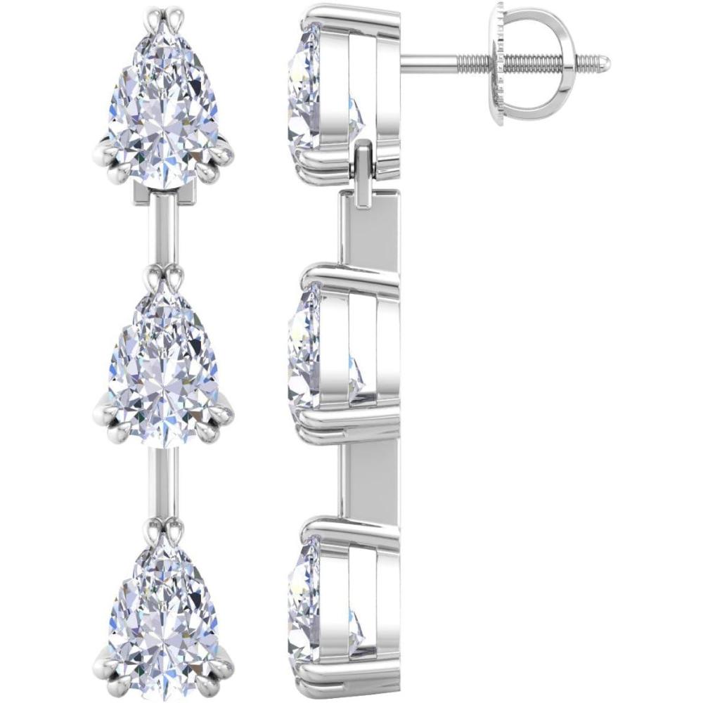 imageMartha Stewart Lab Grown Diamond Earrings Pear Shape Drop Style 14K Gold Fine Jewelry for Womenwhitegold