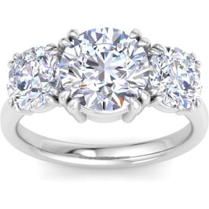 Martha Stewart 5 Carat Round Lab Grown Diamond Three Stone Engagement Ring In Sterling Silver