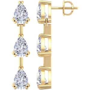 Martha Stewart Lab Grown Diamond Earrings, Pear Shape Drop Style, 14K Gold, Fine Jewelry for Women(yellow-gold)