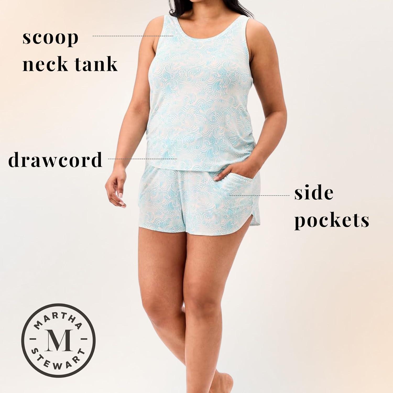 imageMartha Stewart Womens 2 Piece Pajama Sets for Spring and Summer Soft Luxury Loungewear for Home or GiftIsland Tank Set