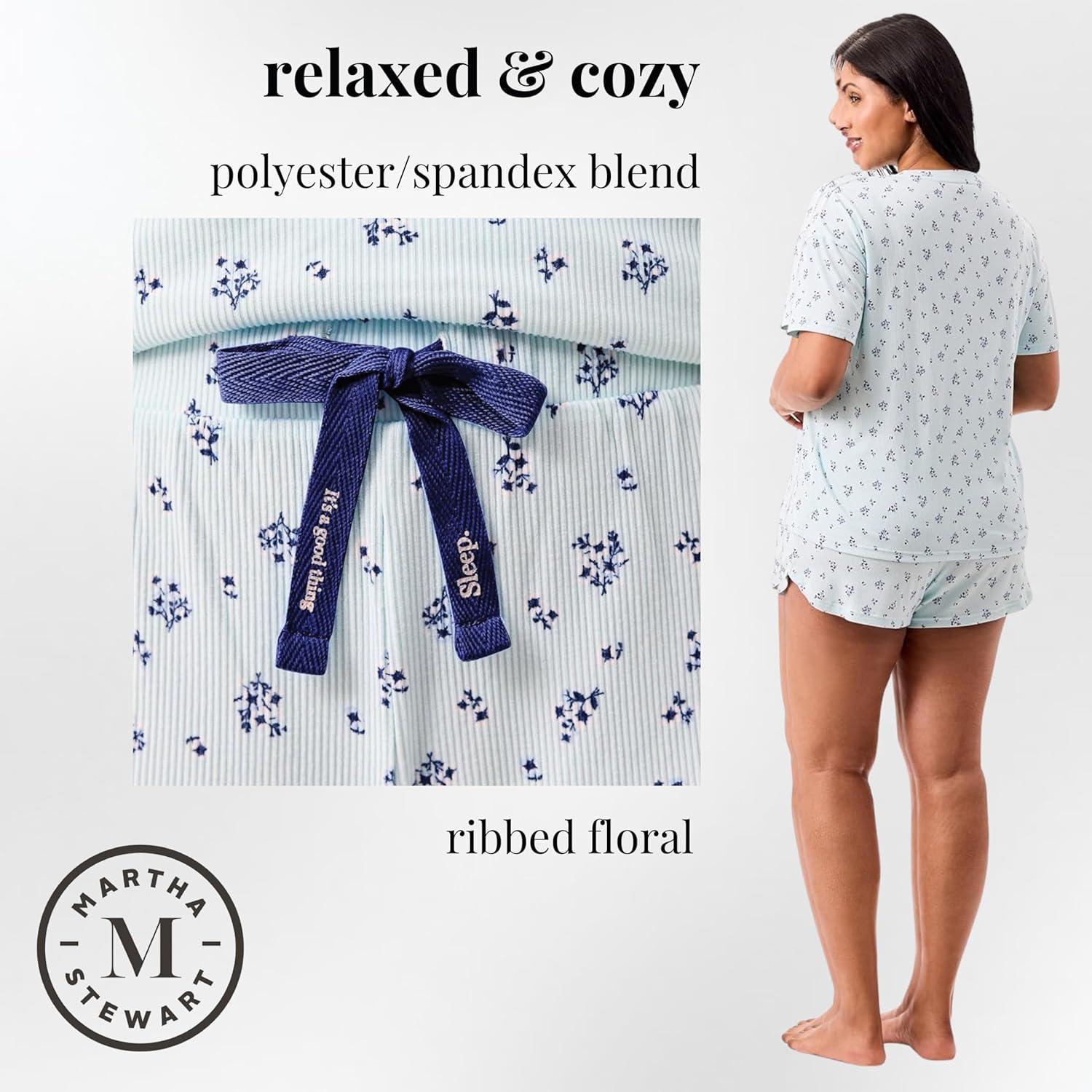 imageMartha Stewart Womens 2 Piece Pajama Sets for Spring and Summer Soft Luxury Loungewear for Home or GiftQuiet Tide