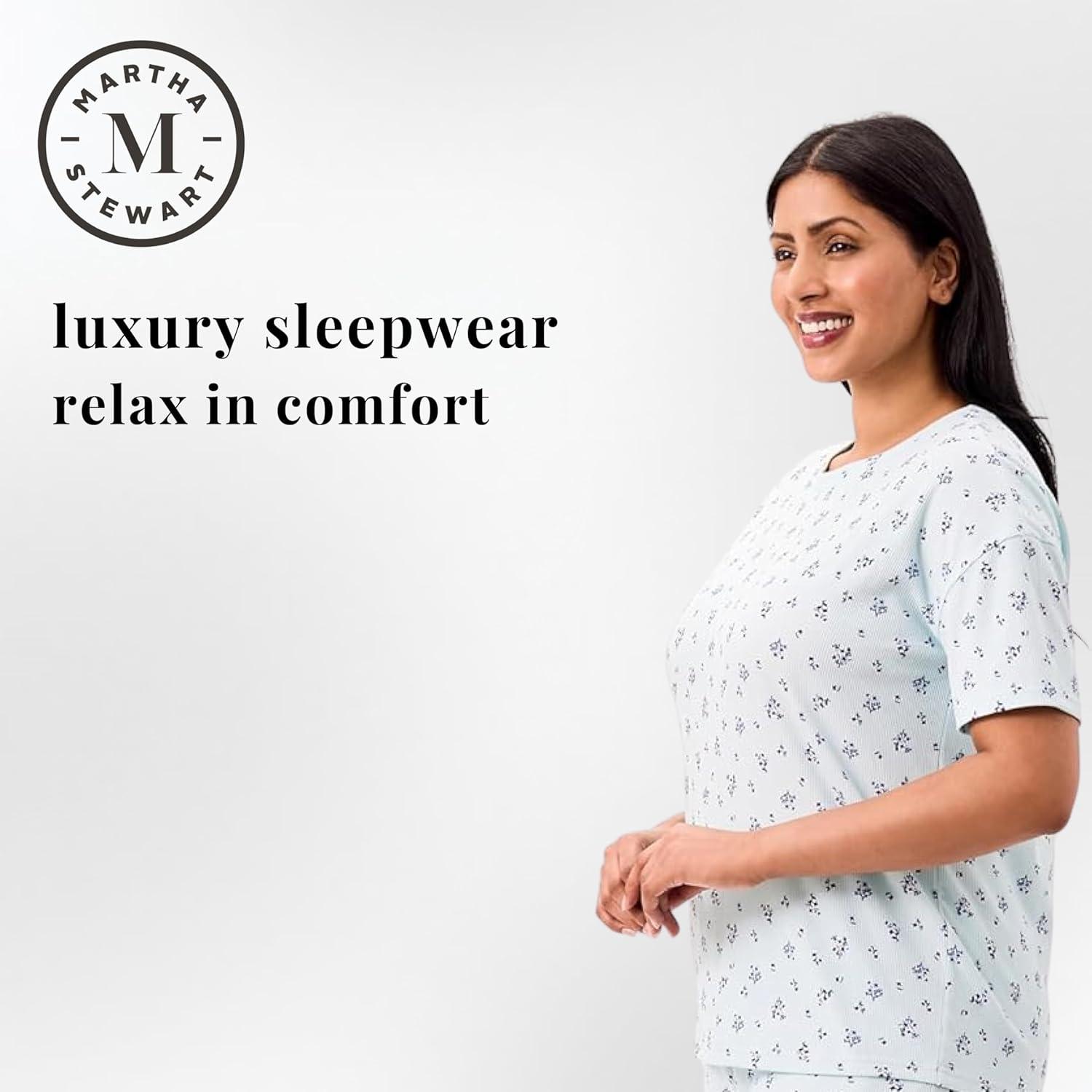 imageMartha Stewart Womens 2 Piece Pajama Sets for Spring and Summer Soft Luxury Loungewear for Home or GiftQuiet Tide
