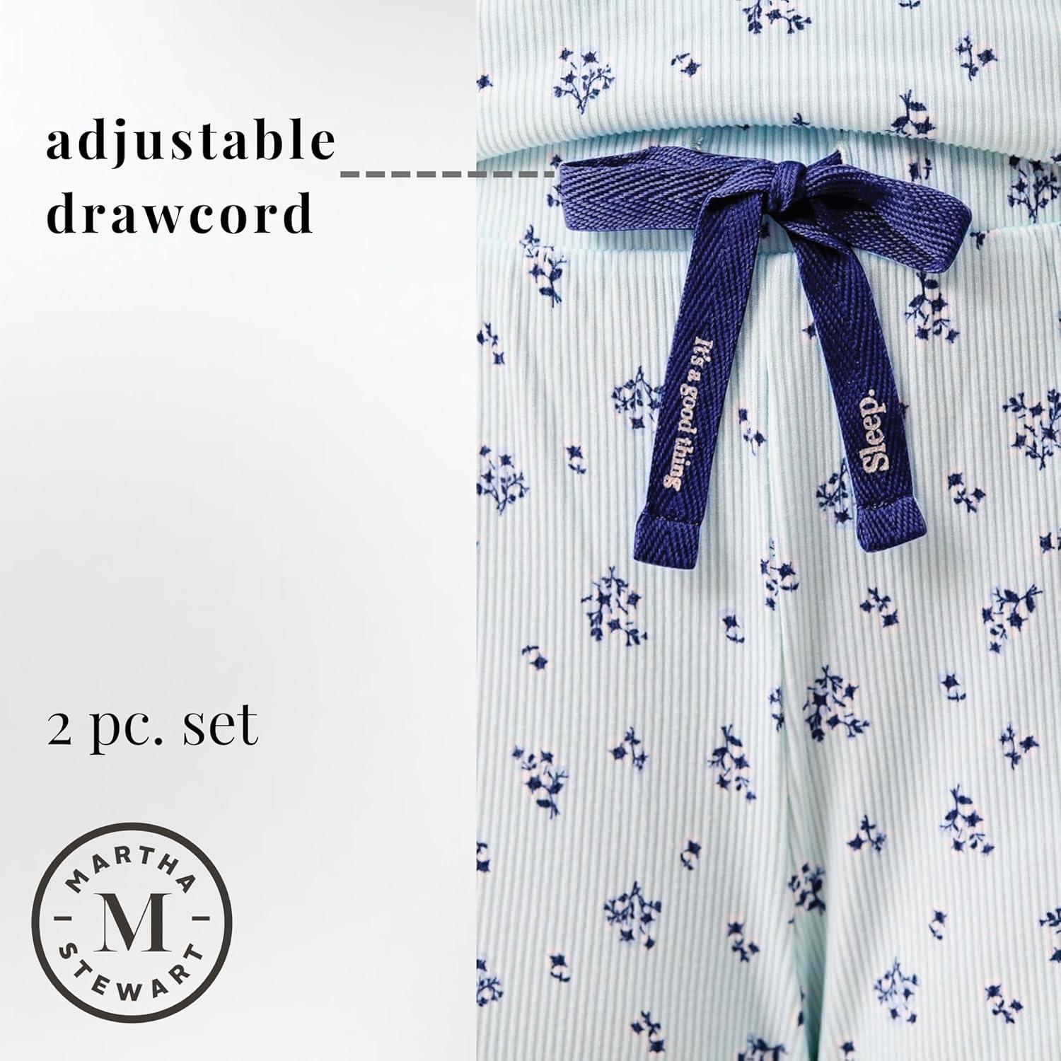 imageMartha Stewart Womens 2 Piece Pajama Sets for Spring and Summer Soft Luxury Loungewear for Home or GiftQuiet Tide