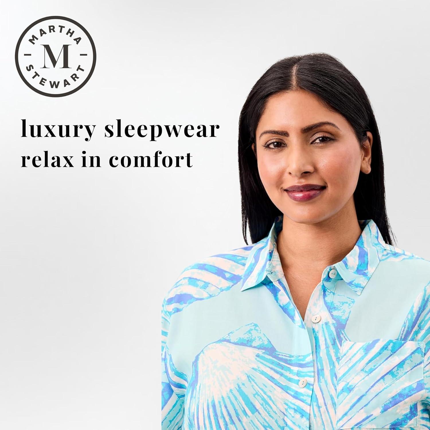 imageMartha Stewart Womens 2 Piece Pajama Sets for Spring and Summer Soft Luxury Loungewear for Home or GiftSalt Air