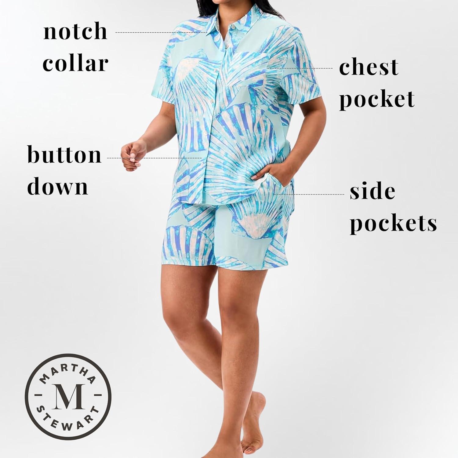 imageMartha Stewart Womens 2 Piece Pajama Sets for Spring and Summer Soft Luxury Loungewear for Home or GiftSalt Air