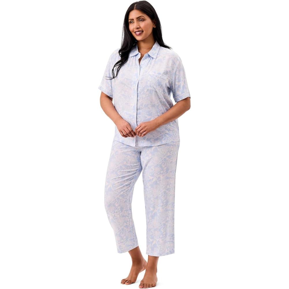 imageMartha Stewart Womens 2 Piece Pajama Sets for Spring and Summer  Soft Luxury Loungewear for Home or GiftDutch Canal Set