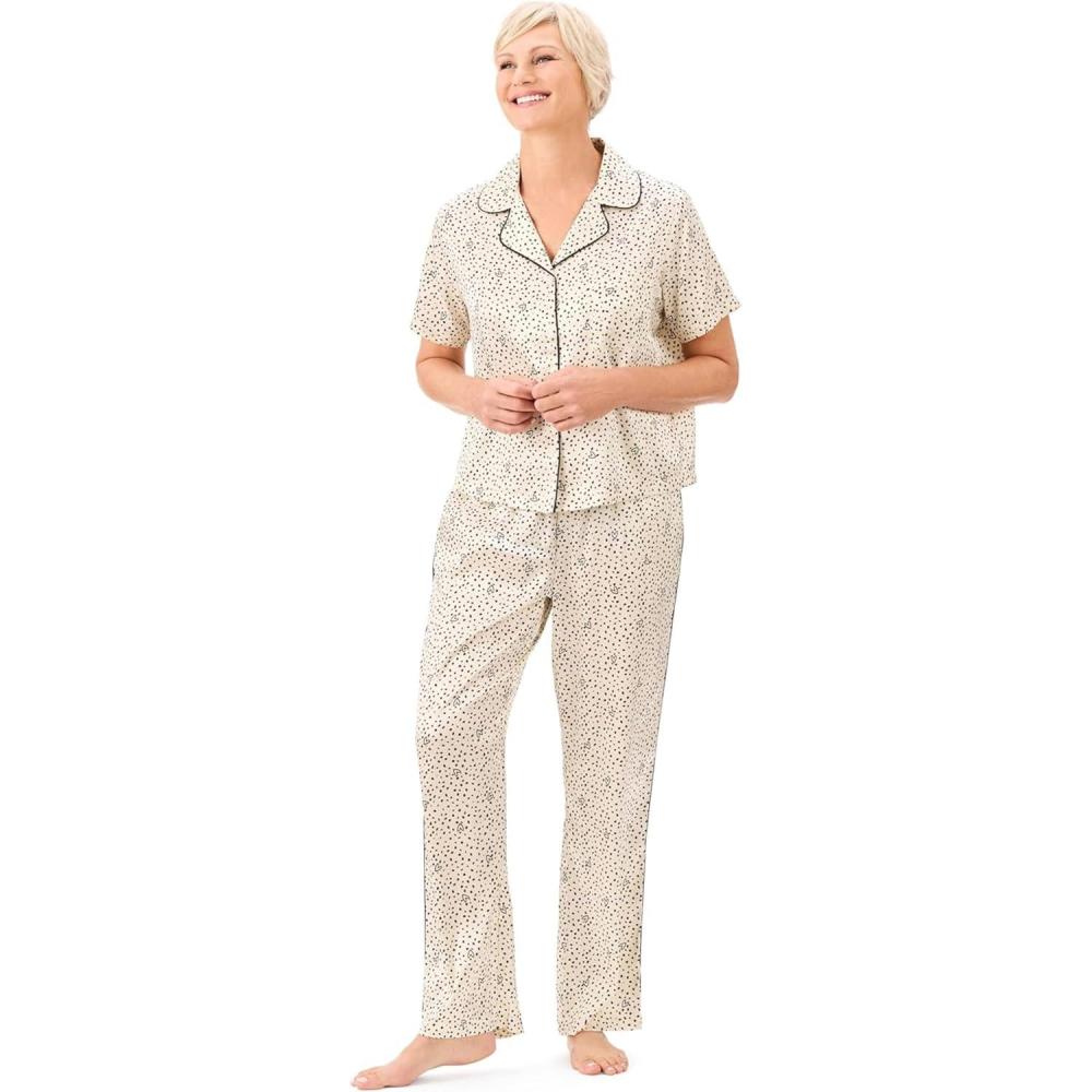 imageMartha Stewart Womens 2 Piece Pajama Sets for Spring and Summer Soft Luxury Loungewear for Home or GiftHearts and Dots