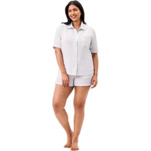Martha Stewart Women’s 2 Piece Pajama Sets for Spring and Summer | Soft, Luxury Loungewear for Home or Gift(Blue Seersucker)