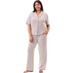 Martha Stewart Women’s 2 Piece Pajama Sets for Spring and Summer | Soft, Luxury Loungewear for Home or Gift(Charcoal)