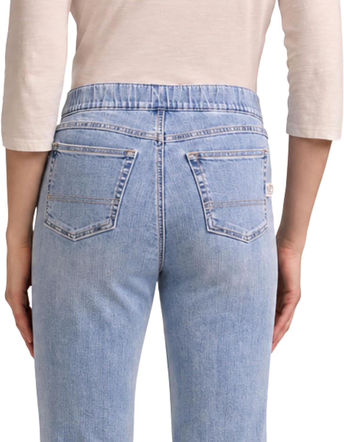 imageMartha Stewart Womens PullOn Straight Ankle Pant Stretch Twill amp Denim Casual Trouser with Full Elastic WaistbandLight Wash